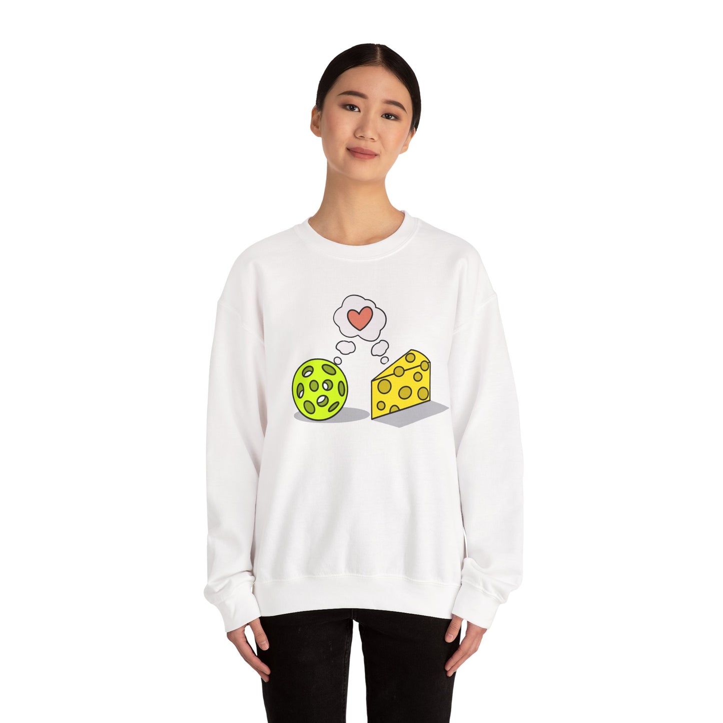 Cheese and pickleball love Unisex Crewneck Sweatshirt