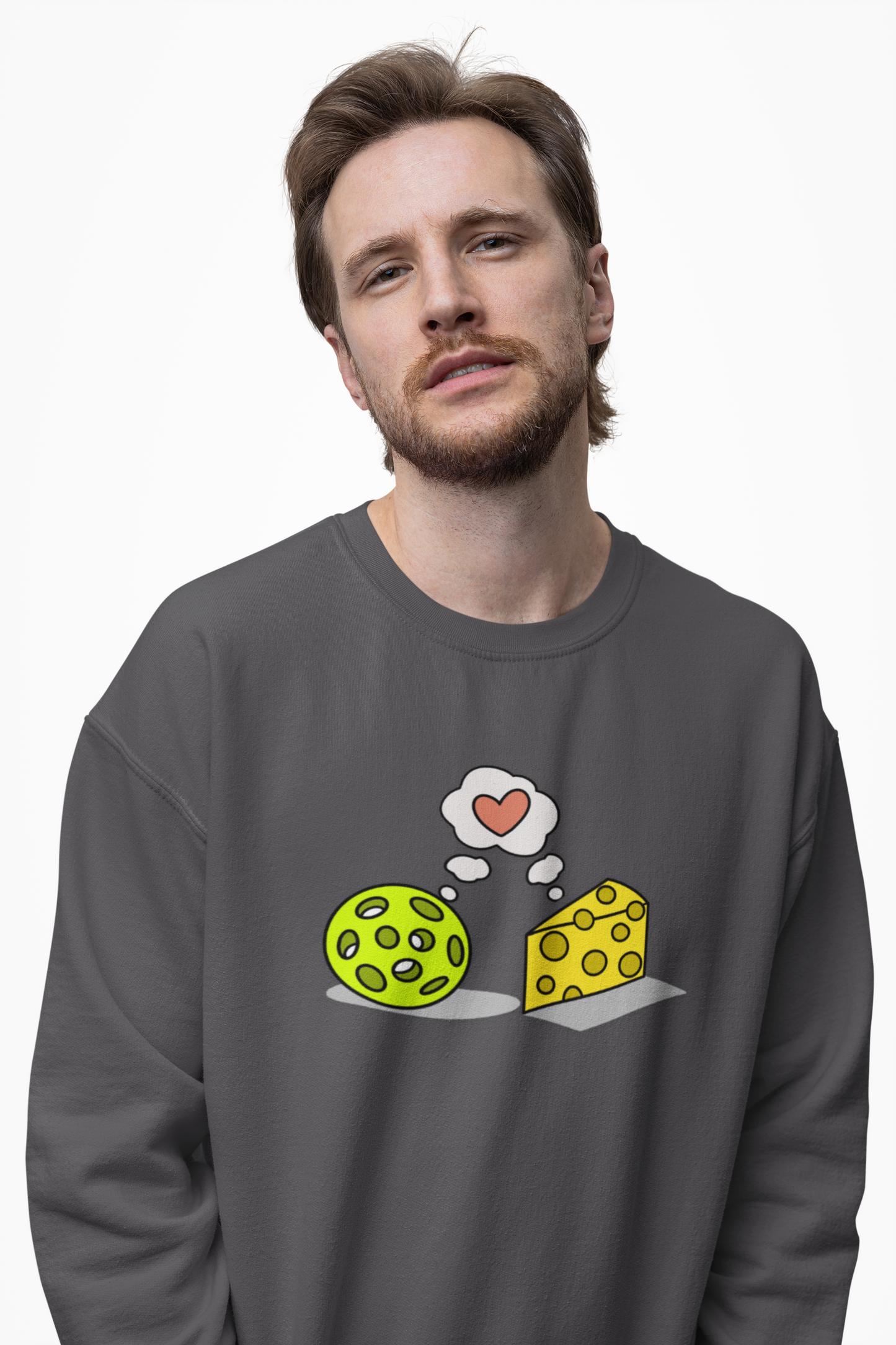 Cheese and pickleball love Unisex Crewneck Sweatshirt