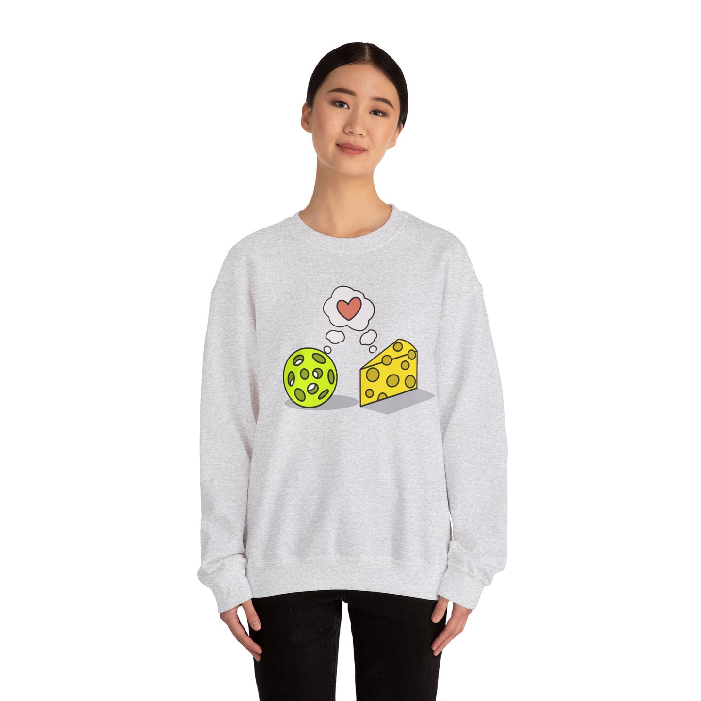 Cheese and pickleball love Unisex Crewneck Sweatshirt