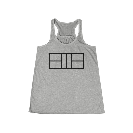 Classy black lines Pickleball court Women's Flowy Racerback Tank