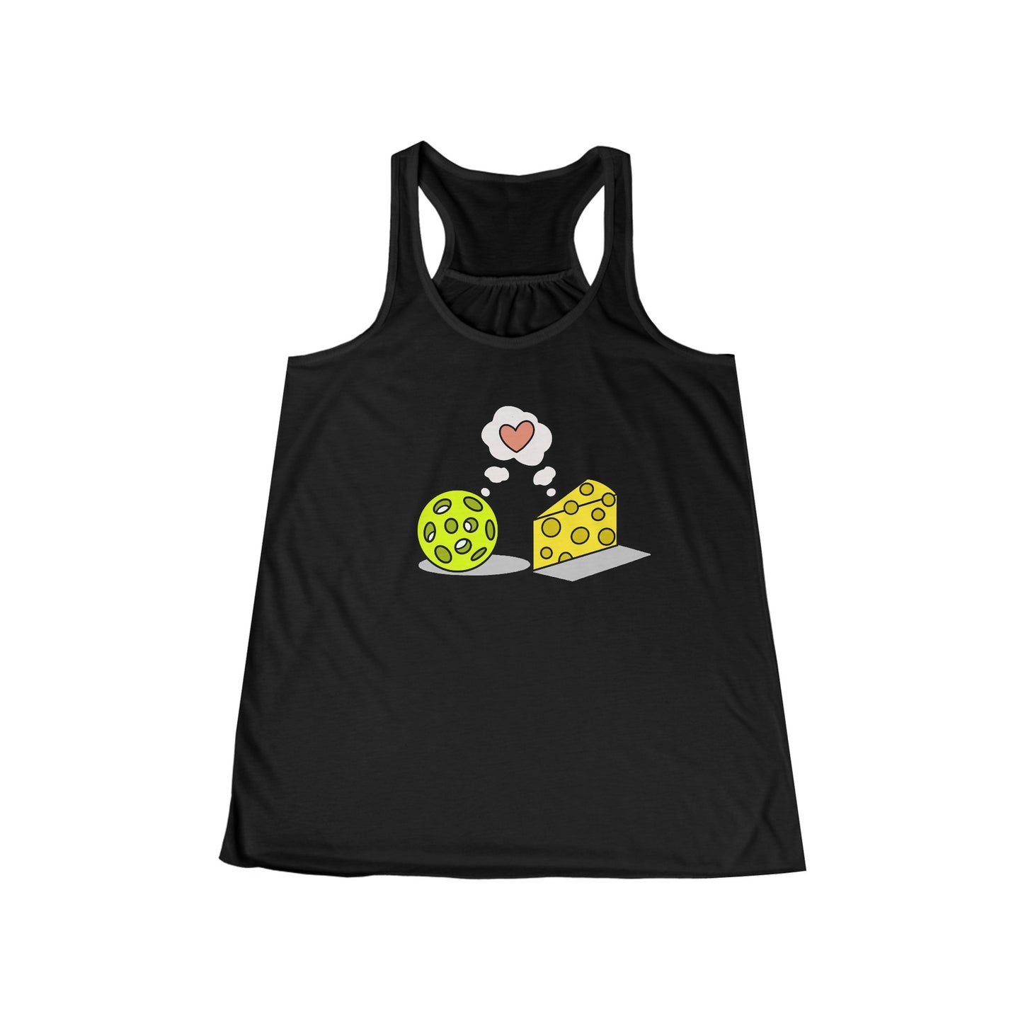 Cheese and Pickleball Love Women's Flowy Racerback Tank