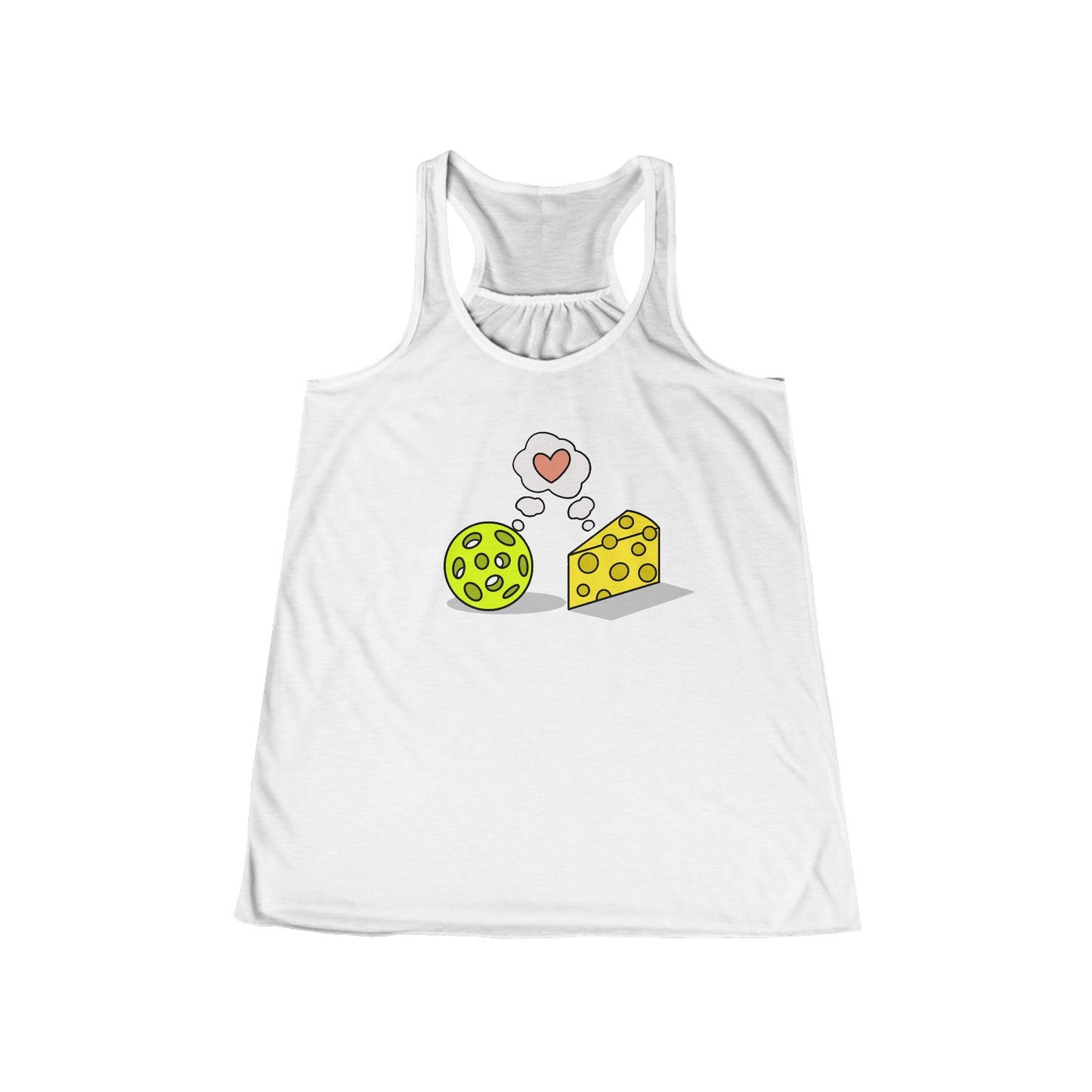 Cheese and Pickleball Love Women's Flowy Racerback Tank