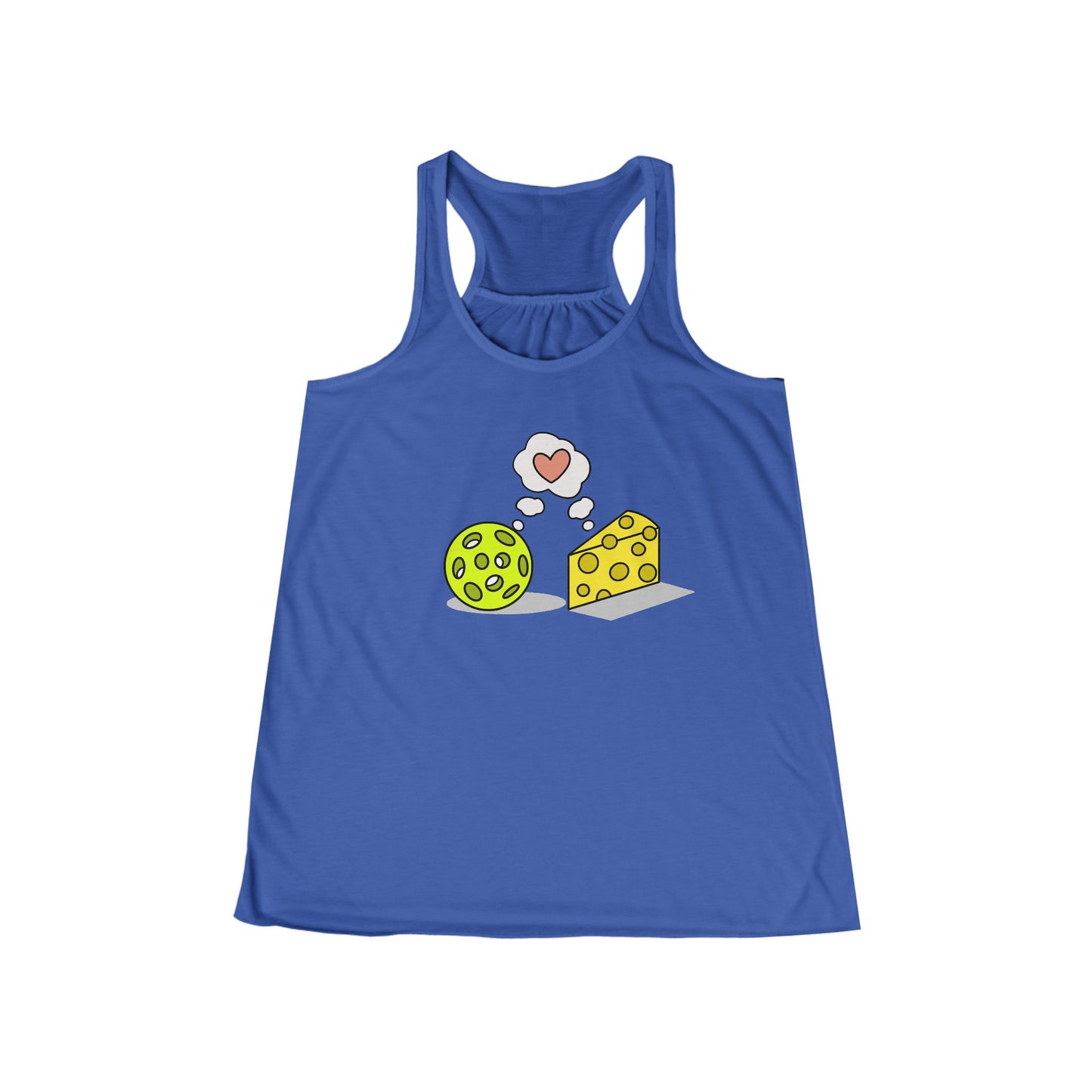 Cheese and Pickleball Love Women's Flowy Racerback Tank