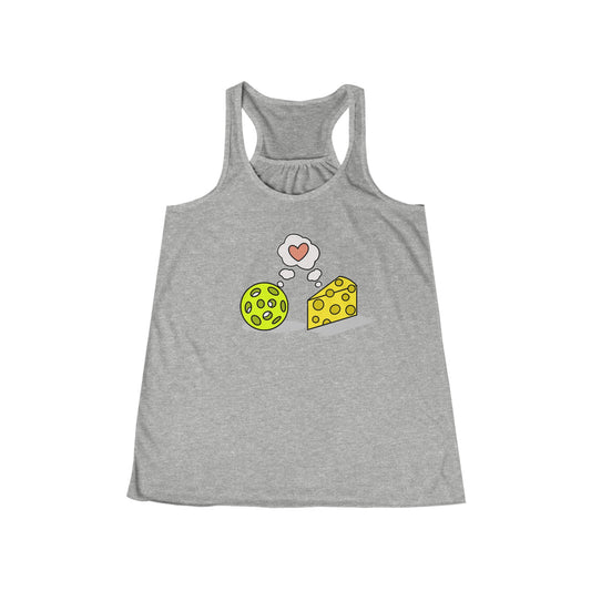 Cheese and Pickleball Love Women's Flowy Racerback Tank