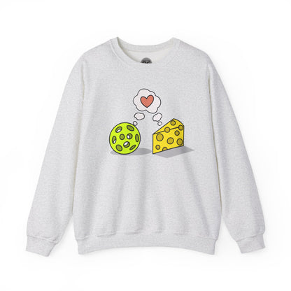 Cheese and pickleball love Unisex Crewneck Sweatshirt